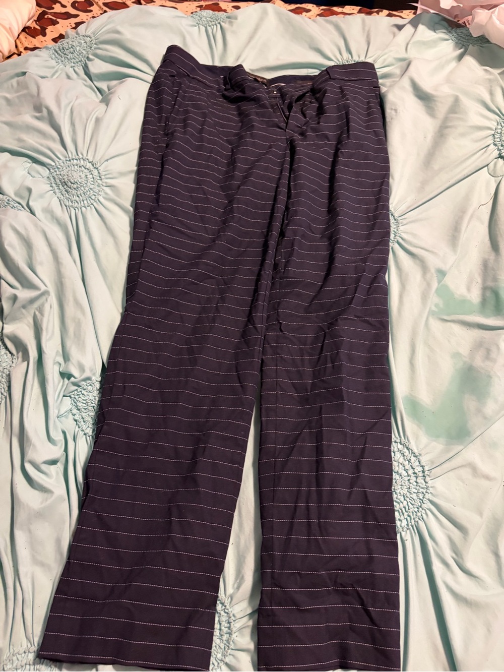 Banana Republic Navy Wide-Leg Pinstripe Pants